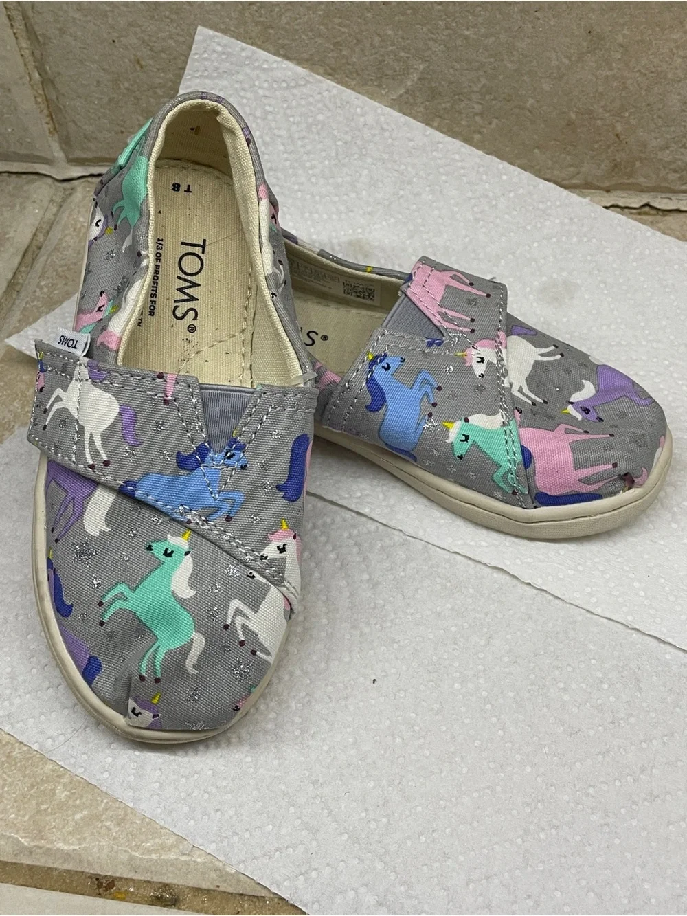 TOM'S Alpargata Unicorn and Sparkly Stars Light Grey Espadrilles